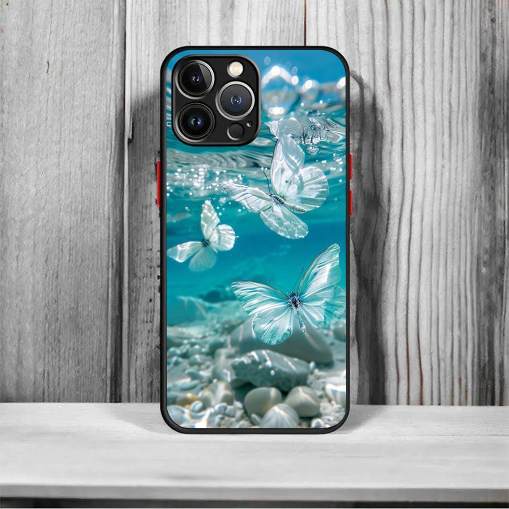 

Blue Butterfly Ocean Waves Shockproof Matte Phone Case For IPhone 16 15 14 13 12 11 Pro Max X XR XS MAX Mini iPhone 12 pro
