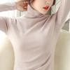 Women Solid High Neck Long Sleeve Slim Fitted Bottoming T Shirt Top