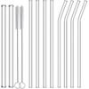 Reble Glass Straws 10-Pack Drinking Straw 4 Bent + 4 Straight + 2 Wider Smoothie Straws with 2 Cleaning Brushes