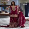 Vibrant Yellow Mirror Work Sharara Suit