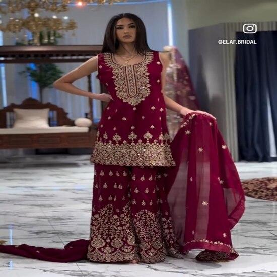 Vibrant Yellow Mirror Work Sharara Suit