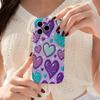 Glitter Purple Blue Heart Wavy Edge Phone Case For iPhone 17 16 15 14 13 12 11 8 7 Plus Pro Max Sparkle Love Soft Cover