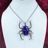 Faceted Blue Sapphire Pendant Copper Wire Wrapped Jewelry Gemstone Beetle Pendant