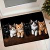 1pc Cute Healing Row of Kittens Printed Flannel Mat Entrance Door Mat Hallway Anti-Slip Foot Mat Bathroom Toilet Absorbent Pad Bedroom Bedside Carpet