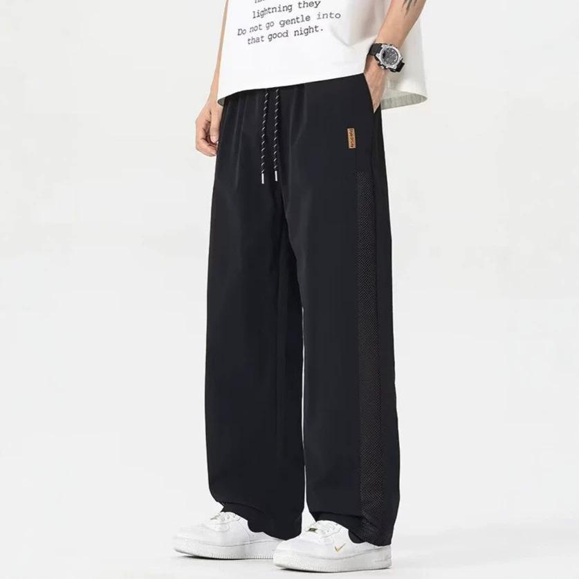 Breathable Mesh Ice Silk Pants Men's Summer Thin Quick-drying Loose Straight Men's Pants Sports and Leisure Long
