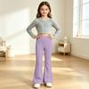 Kids' Color High Waist Flared Yoga Pants with Elastic Waist for Running, Dance and Fitness