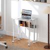 Foldable desk, convertible into a side table, open shelf, White