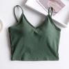 Geripptes Crop-Top für Damen mit V-Ausschnitt, BH-Cami, ärmelloses Tube-Top, Spaghettiträger, Tank-Top, gepolsterte Leibchen-Weste