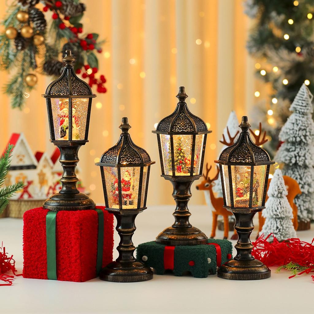 Figurine Christmas Snowman Vintage Table Lamp With Light Music And Snow Effect