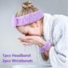 Set drăguț de bandă pentru păr și bandă pentru brățară cu fundă, bandă pentru brățară cu bandă pentru machiaj de înfrumusețare, bandă pentru spa pentru femei pentru spălarea feței, bandă pentru machiaj, bandă pentru îngrijirea pielii