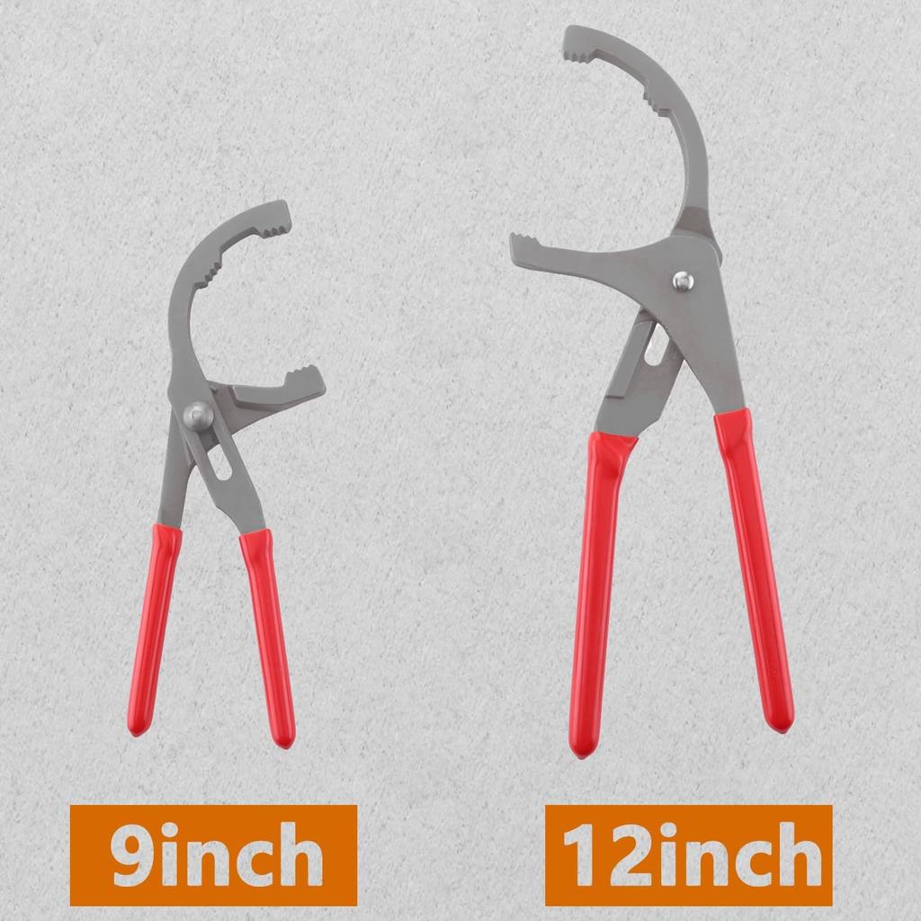 9" & 12" Oil Filter Pliers Wrench, Adjustable Oil Filter Pliers Set,Oil Filter Removal Tools Fit Most Of Cars, Trucks, Motorcycles Engine Filters
