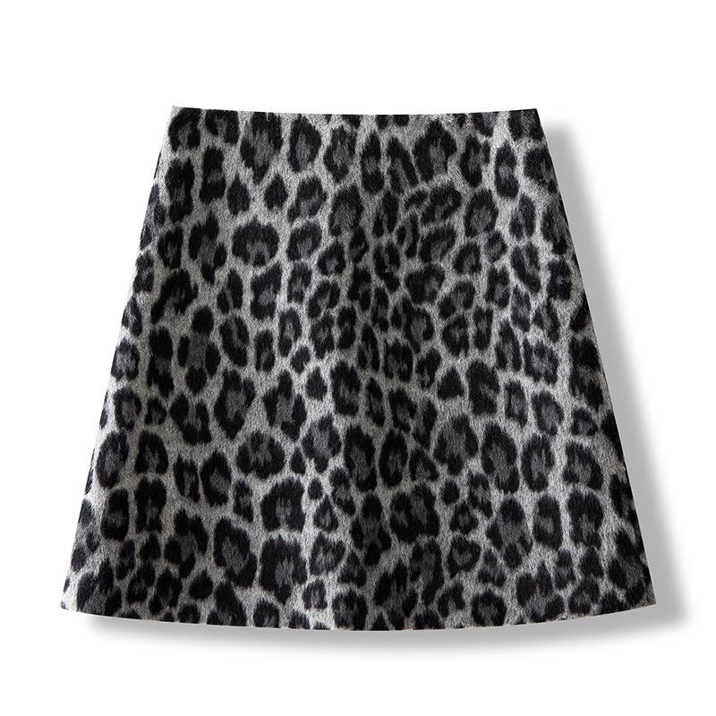 

Exquisite A-line Leopard Print Wool Bodycon Skirt - Women s High Waist Autumn/Winter 2025 Collection 26/S for 85-95 lbs
