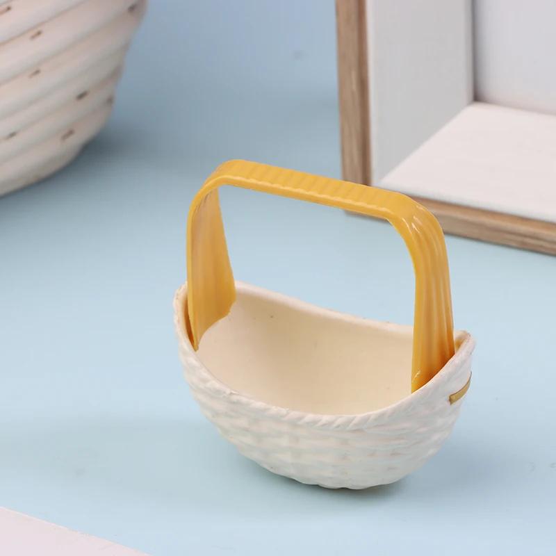 New 1/12 Dollhouse Simulation Mini Supermarket Shopping Cart Baby Trolley Shopping Basket Model Dollhouse Decoration Accessories