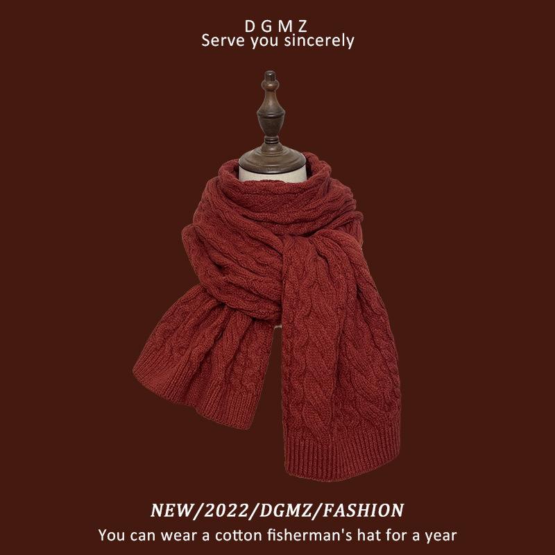 Japanese Retro Christmas and New Year Red Scarf for Women in Winter Thickened Korean Style Warm High End Birthday Gift Scarf