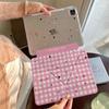 Korean Style Pink Grid Star Tablet Case IPad Air 8/7/6 Pro 11/13 Inch Y Fold Drop Protection