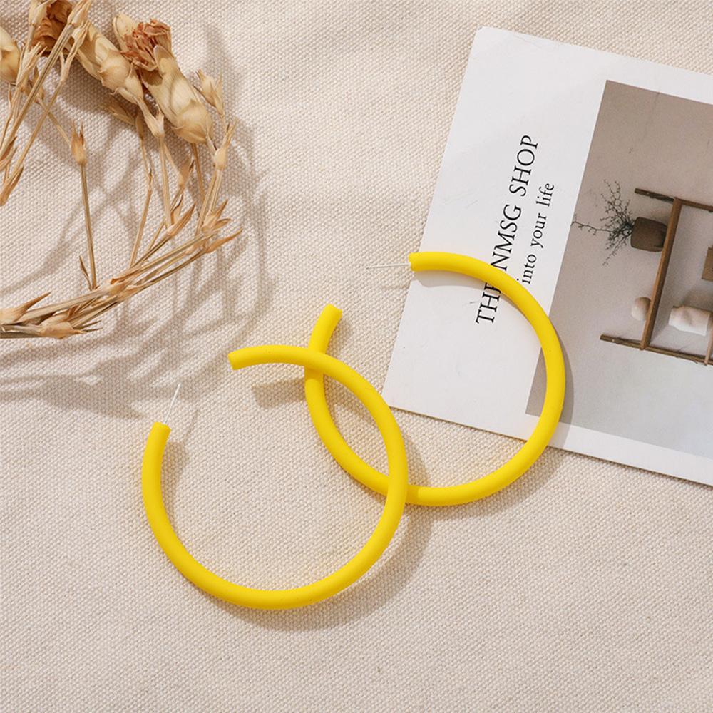 Personality Simple Candy Color Geometric C-shaped Round Earrings Hoop Earrings Women Jewelry