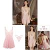 Lightweight Polyester Sleep Dress With Vneck And Sheer Mesh For Women