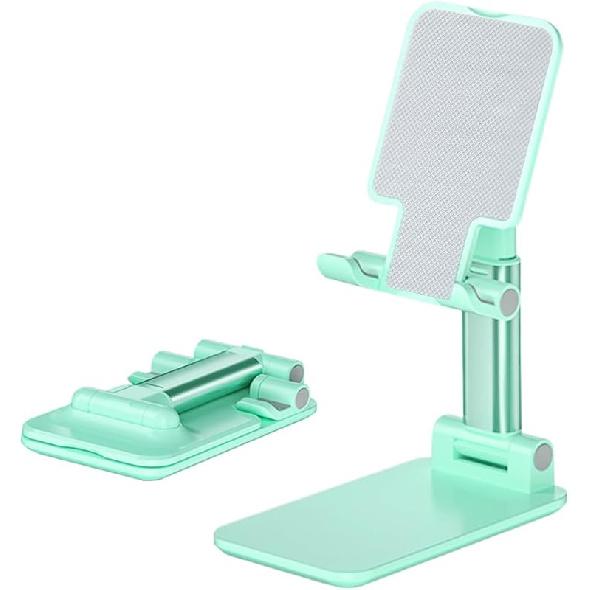 Phone Holder for Desk, MT-6 Cell Phone Stand for Desk Universal Cellphone Stand Holder Foldable & Height Adjustable Compatible Under 8” Device,