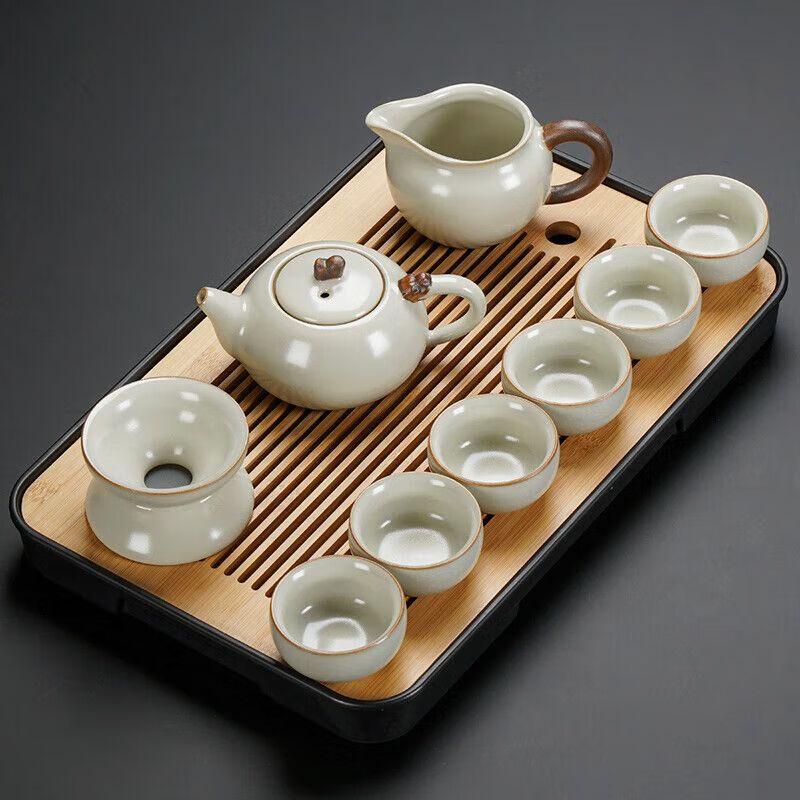 

Light Luxury Ru Kiln Ceramic Kung Fu Tea Set
