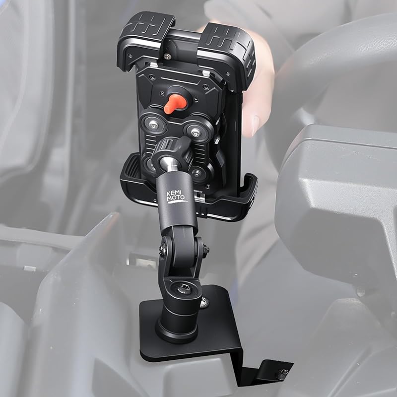 KEMIMOTO X3 Phone Mount, CNC Aluminum Dashboard 360° Adjustable Cell Phone Holder, Compatible With Can-Am Maverick X3 And MAX Models