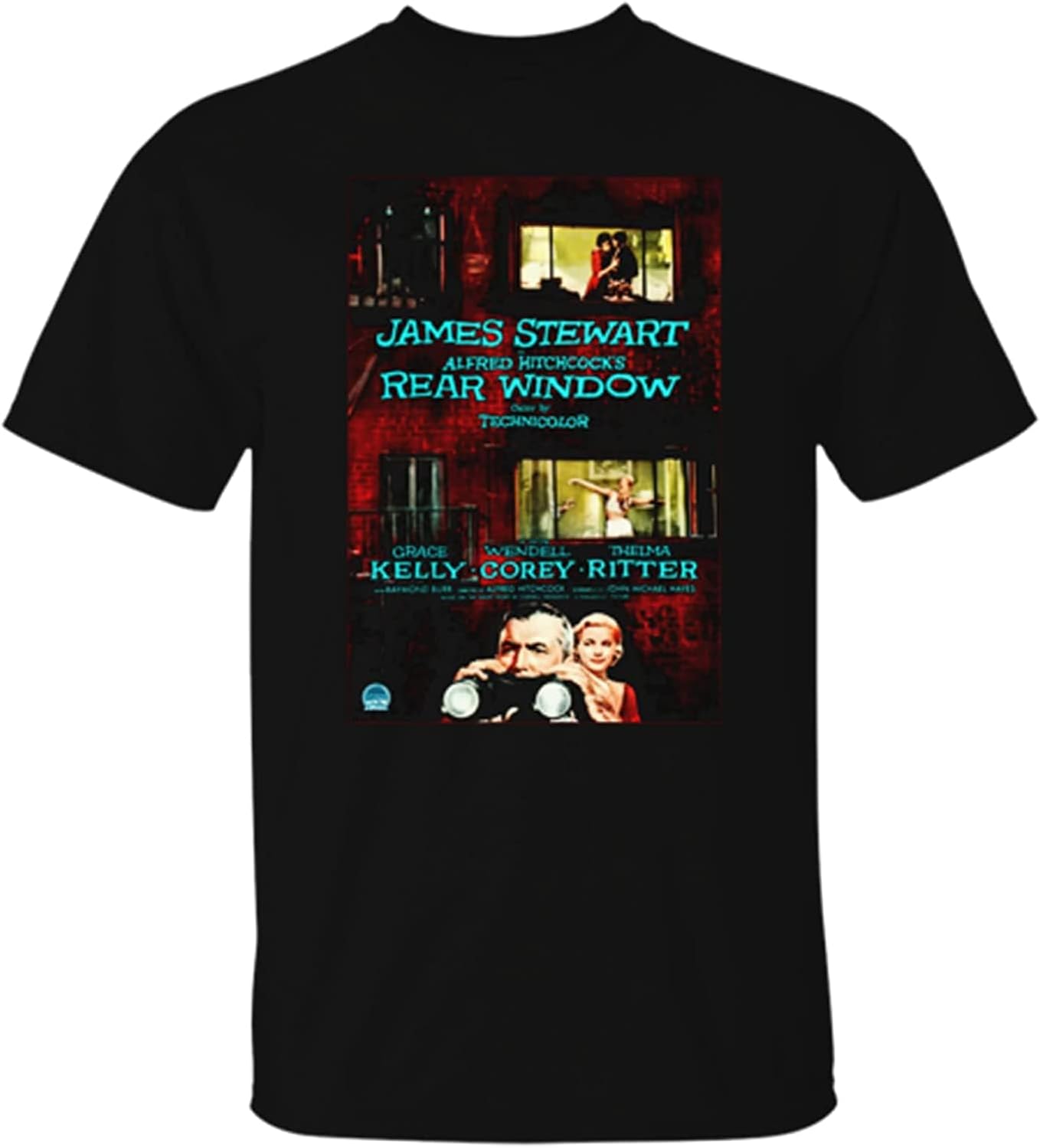 Rear Window, Alfred Hitchcock, James Stewart, Grace Kelly, Retro, 1950s, Poster, Black XXL чёрный