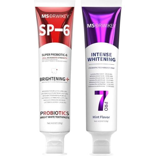 

MSDRWIKEY 7-Pro Powerful Whitening Toothpaste (1 bottle) & SP-6 Whitening Toothpaste (1 bottle) - Contains beneficial bacteria, powerful whitening, fr