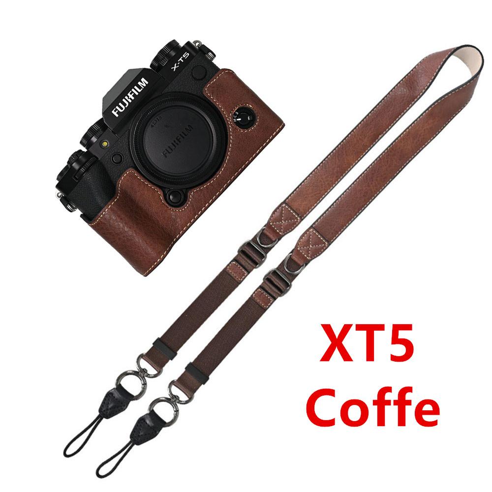 Litchi Skin PU Leather Half Case for Fujifilm Fuji XT50 XS10 XS20 XT30 XT30II XT20 XT10 XT5 XM5 Battery Opening Cover With Strap