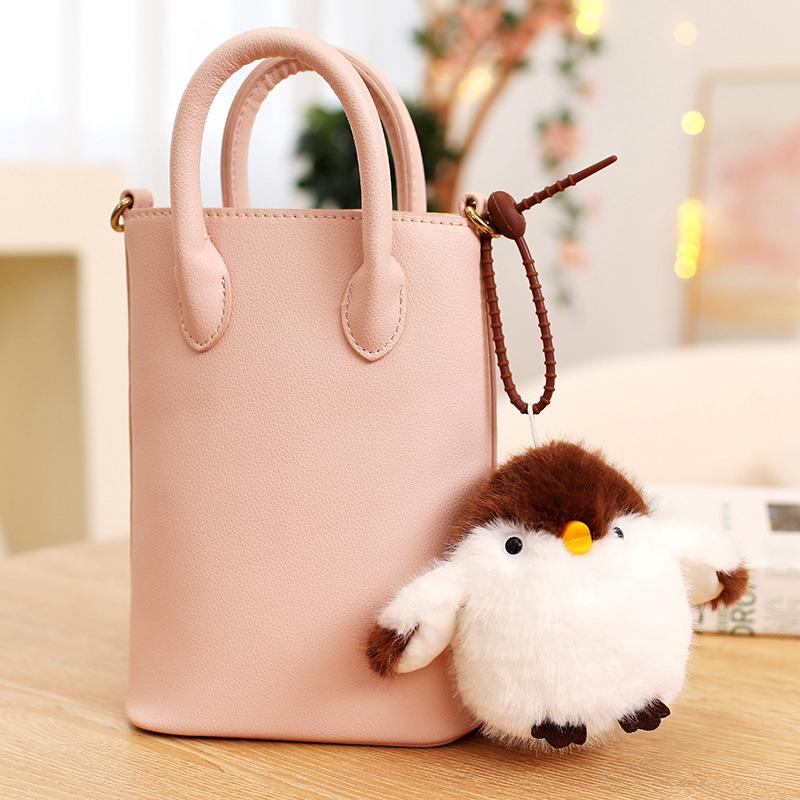 Charming Sparrow Bird Plush Pendant Keychain for Girls' Bags Ornaments