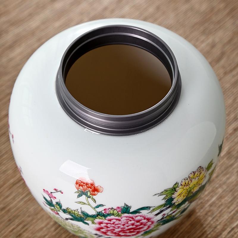 Tin Lid Ceramic Tea Canister Sealed Moisture-proof Candy Storage Jar Home Desktop Decoration Jar Crafts Interior Aesthetic Decor