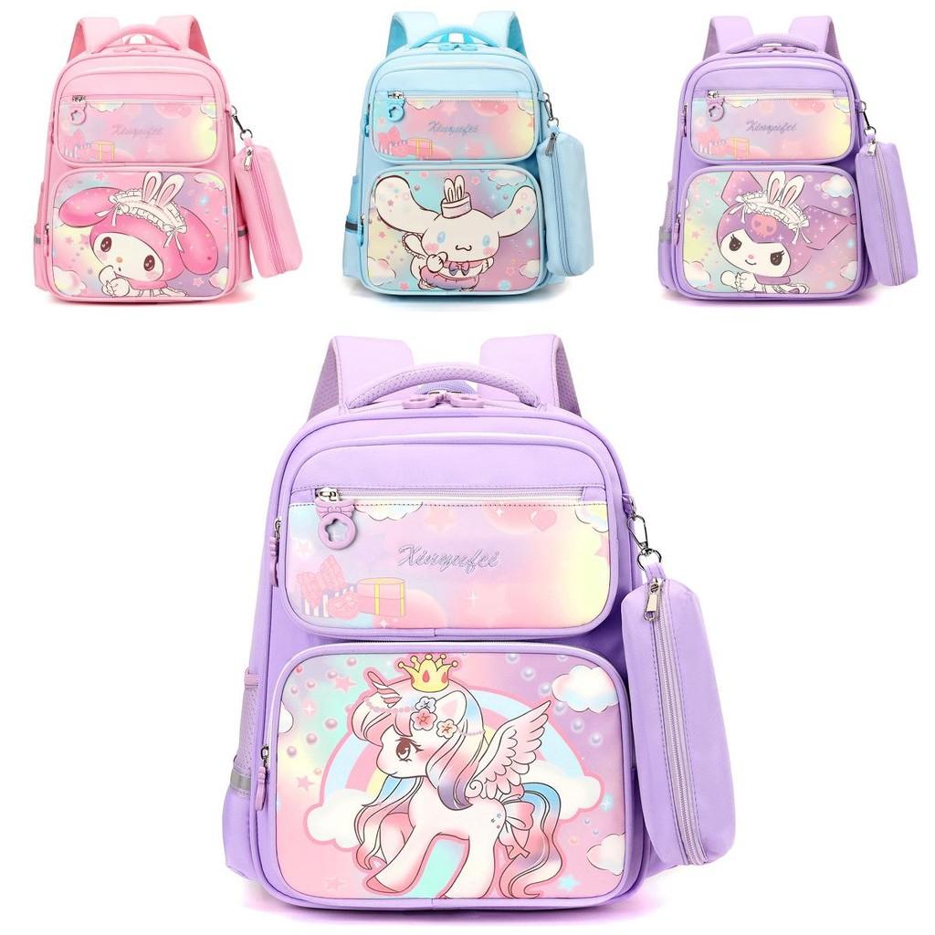 Adorable Cartoon School Backpack For Kids With Cinnamon Dog Melody Kuromi Design