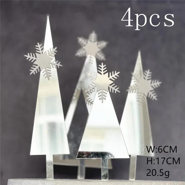 Golden Acrylic Christmas Tree Cake Toppers For Kids Christmas Party, Family Party, Xmas Cakes Decoration