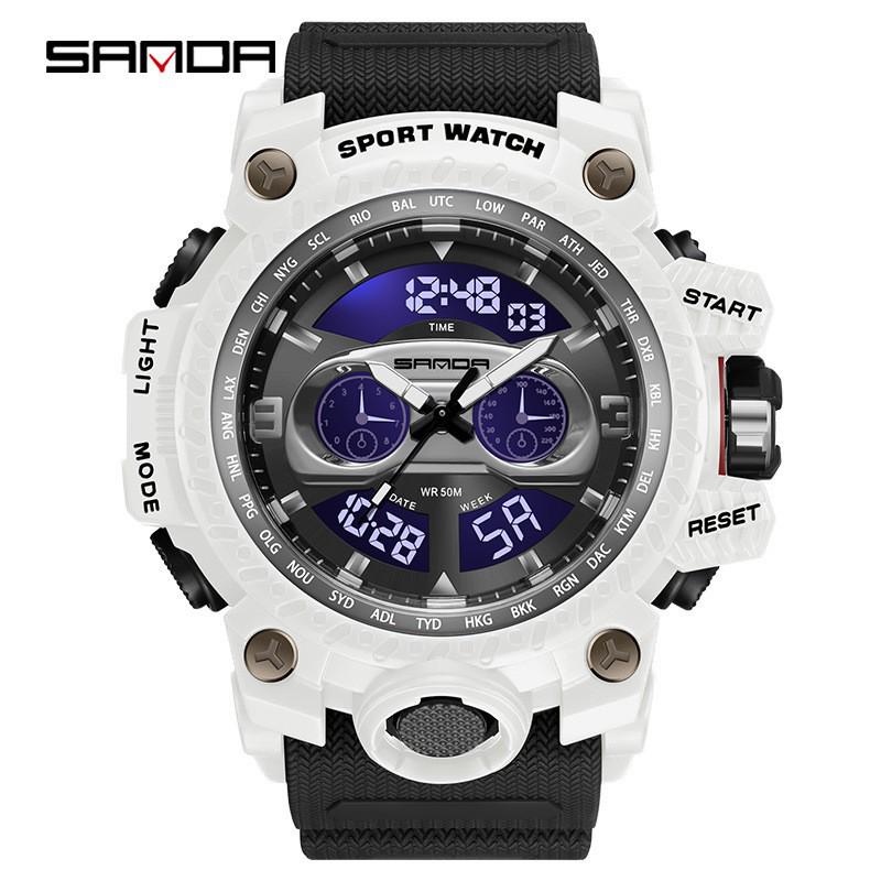 Sanda Men s Trendy Multifunctional Waterproof Sport Wristwatch.