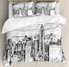 City Building Beding Set New York Theme Warm Comforter Cover Soft Duvet Cover for Children Kids Tens Adult Peoples Men Featuring 2 Pilow Bedrom