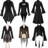 Fashion Gothic Mid Length Long Length Outwear Plus Size Fashion Slim Trench Coat Dark Collar Court Swallowtail Overcoat