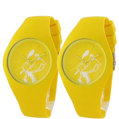 Ice Watch Pair Watch Storage Box for Men and Women, Disney Collaboration, Unisex Silicone 40mm Medium Watch (No. 5 Yellow Pair/Pluto)