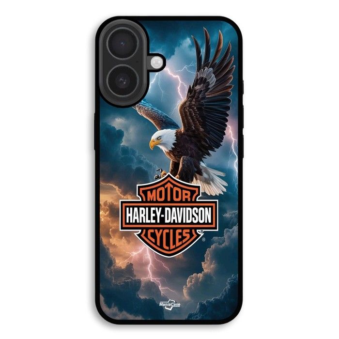 Hülle Für iPhone 17 Harley Davidson Adler Logo Motorrad Sturm Blitze Biker USA Maniacase schwarz