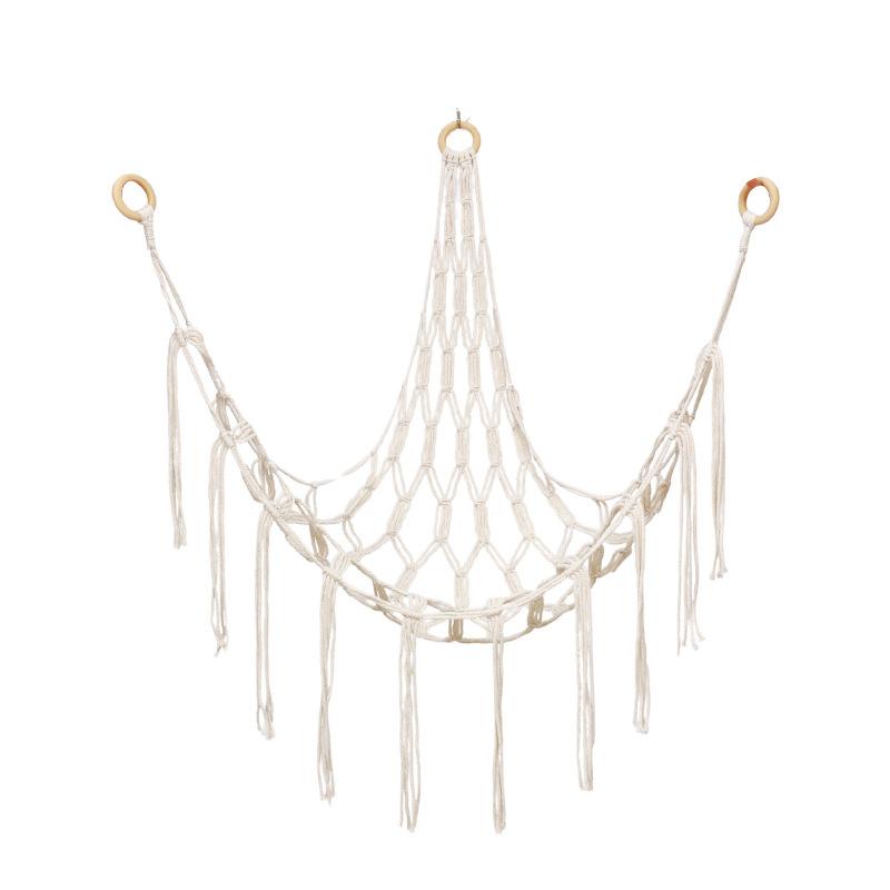 

Детский гамак для игрушек Мягкая кукла для обнимания Хранение Треугольная сетка Спальня Украшение бежевый