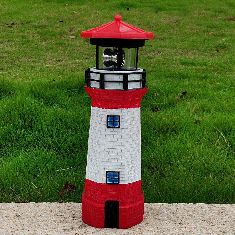 Solar-Powered LED Rotating Lighthouse Garden Ornament