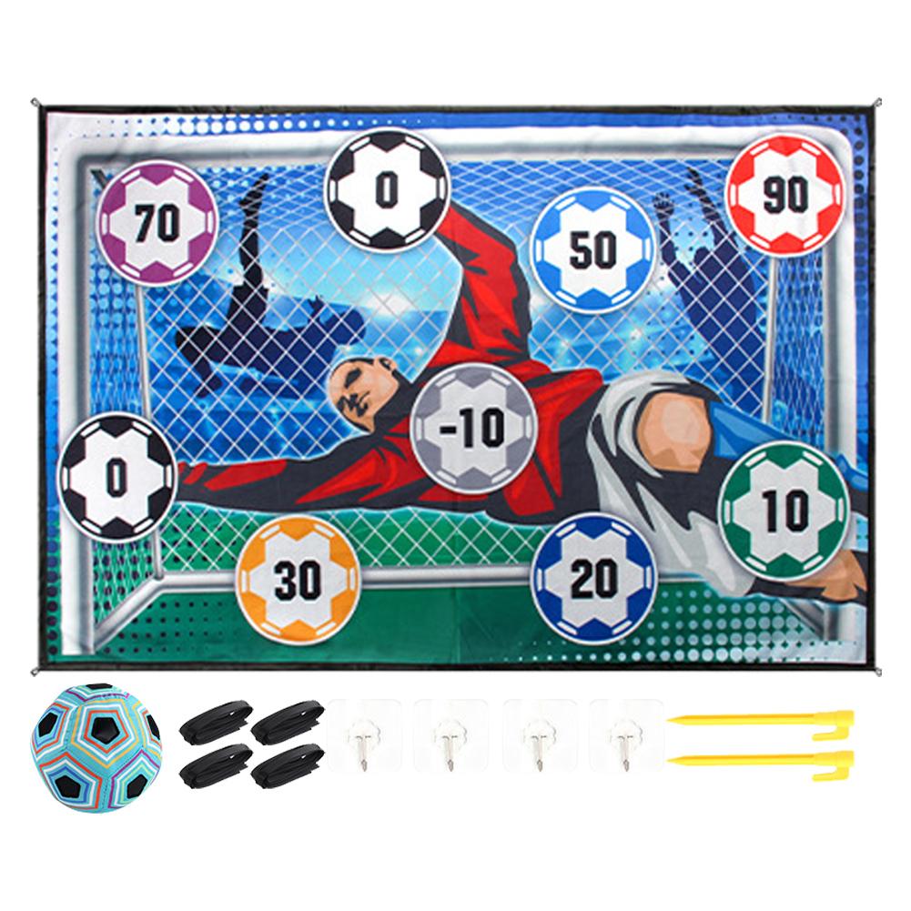 100cm Soccer Game Mat Set with Adhesive Balls Soccer Ball Game Set Foldable Mini Soccer  Games Set for Backyard Lawn