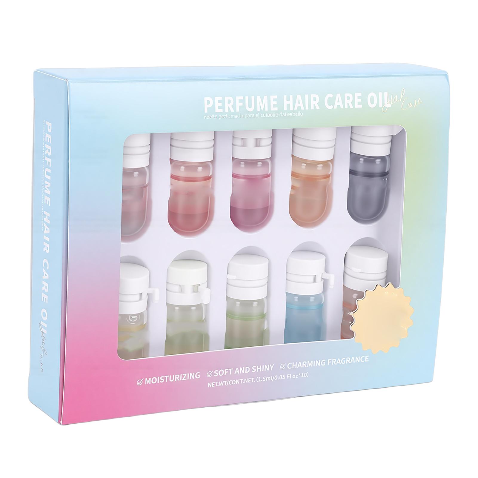 10pcs 1.5ml Hair Oil Perfume Anti Frizz Long Lasting Scented Hair Perfume for Damaged Dry Frizzy Hair