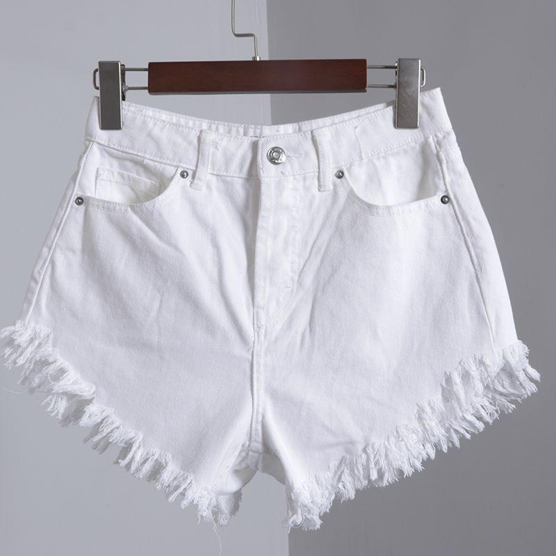 

White Gradient Hong Kong Style Stylish Summer Hot Pants Breasted White Marking code 10 approx. 30