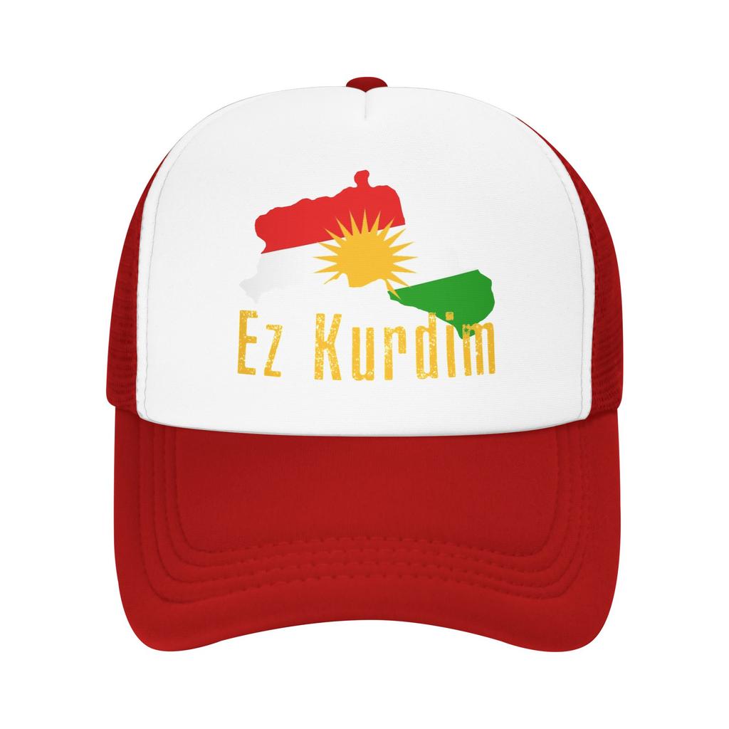 Unisex KURDISTAN Map Ez Kurdim Trucker Cap Popular Mesh Baseball Caps Snapback Caps Hat Sun Hat Adjustable Racing Cap Summer