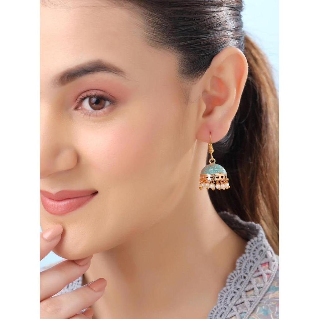 Jhumka Earrings for Women | Jhumki Earrings Set for Girls | Combo of 5 Pairs Jhumkas Ethnic Gold Plated Women Earrings | Chic Reverie