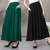 Cotton Silk Wide-Leg High-Waist Pants for Women - Spring & Summer, Ethnic Style, Plus Size, Cropped Length