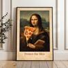 Funny Mona Lisa Wall Art Print Pizza Kitchen Decor The Last Slice Pizza Lisa Poster Renaissance Artwork Dining Room Canvas Print