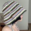 Summer Fisherman Hat for Woman Weaving Bucket Hat Crochet Stripe Pattern Cap