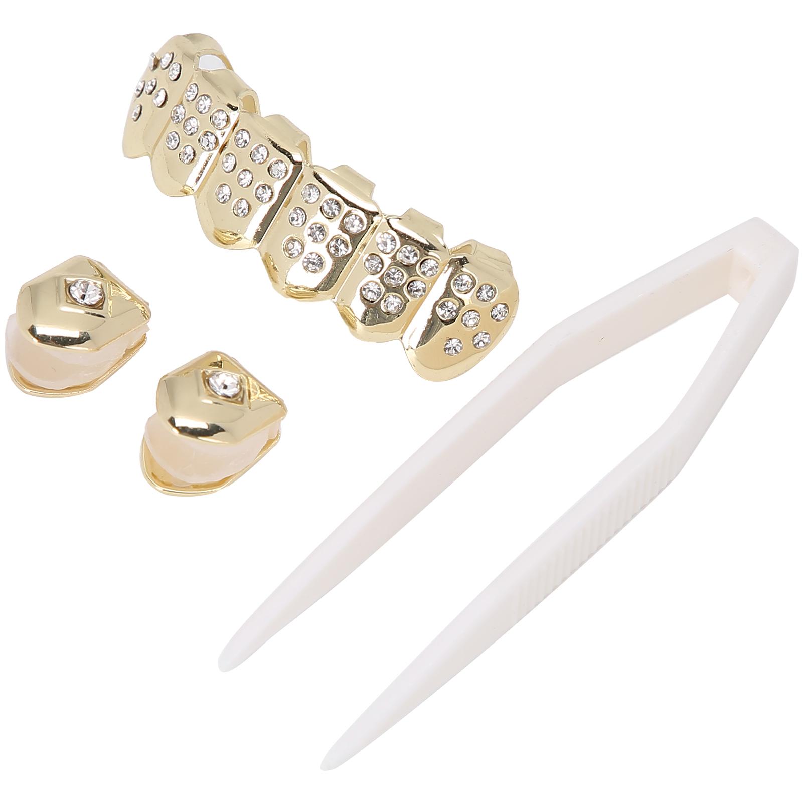 

Набор брекетов для зубов с покрытием Модные металлические золотые украшения для зубов Ювелирные изделия для вечеринки на ХэллоуинСеребро золотой