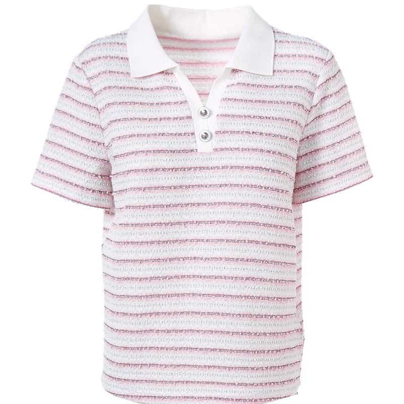 Betu Women's Striped Short Sleeve Polo T-Shirt