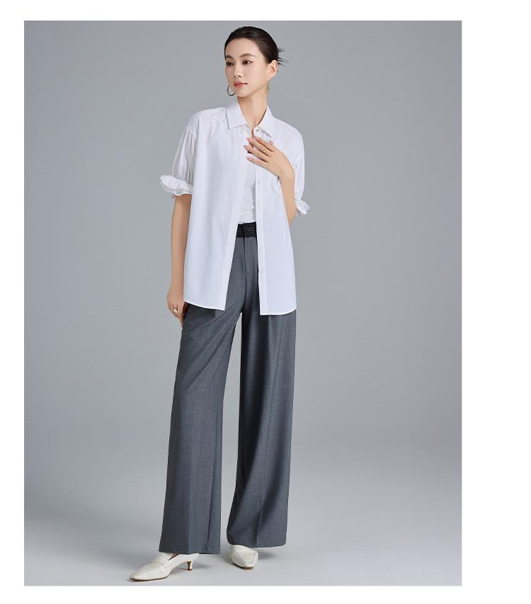 Design inspired shirt with bubble sleeves, simple and versatile women's top