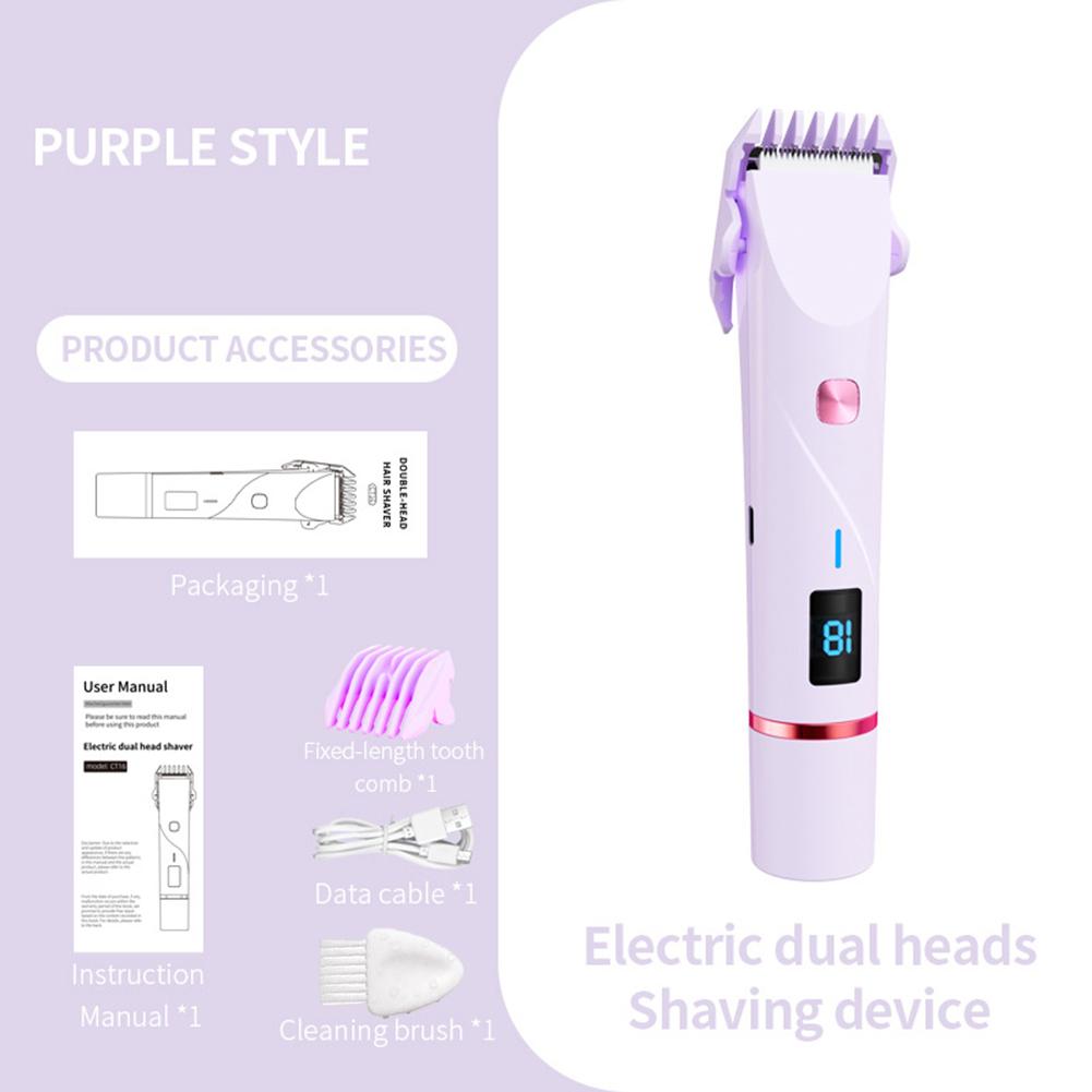 

2 In 1 Dual-Head Women Electric Shaver Face Body Bikini Trimmer Digital Display Wet Dry Use Trimmer For Create A Perfect Figure фіолетовий